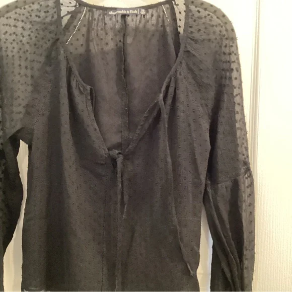 Abercrombie & Fitch Black Sheer Blouse - Picture 3 of 9